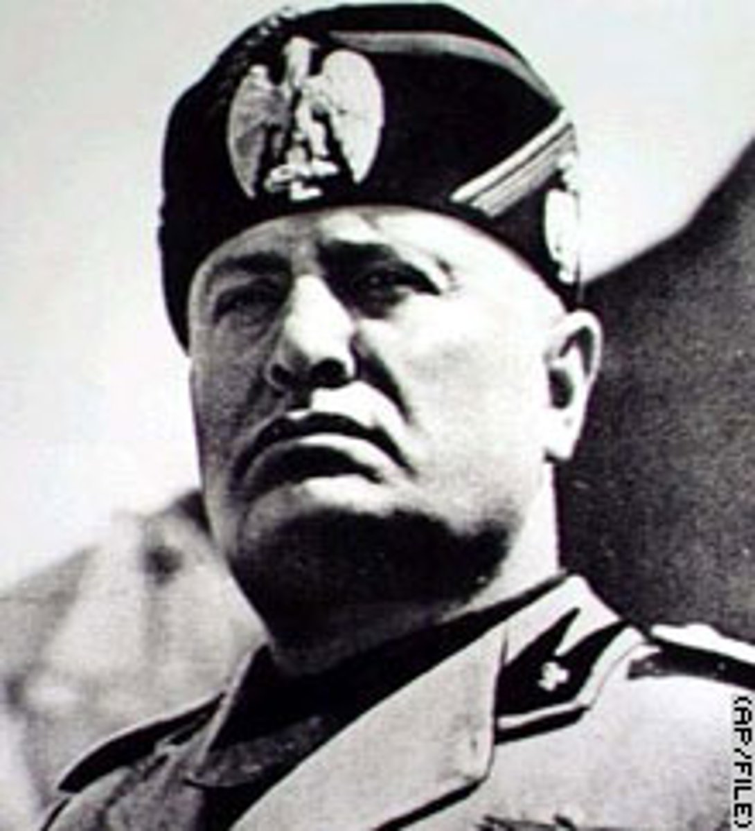 <p>Prime Minister of the Kingdom of Italy from his golpe in 1922 to 1943 and Duce of Fascism from 1919 to his execution in 1945 during the Italian civil war. As dictator of Italy and founder of fascism, Mussolini inspired several totalitarian rulers such as Adolf Hitler.</p>