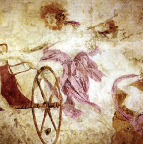 Wall Painting Tomb I<br />Abduction of<br />Persephone<br />Vergina Museum<br />Ca. 340 BCE