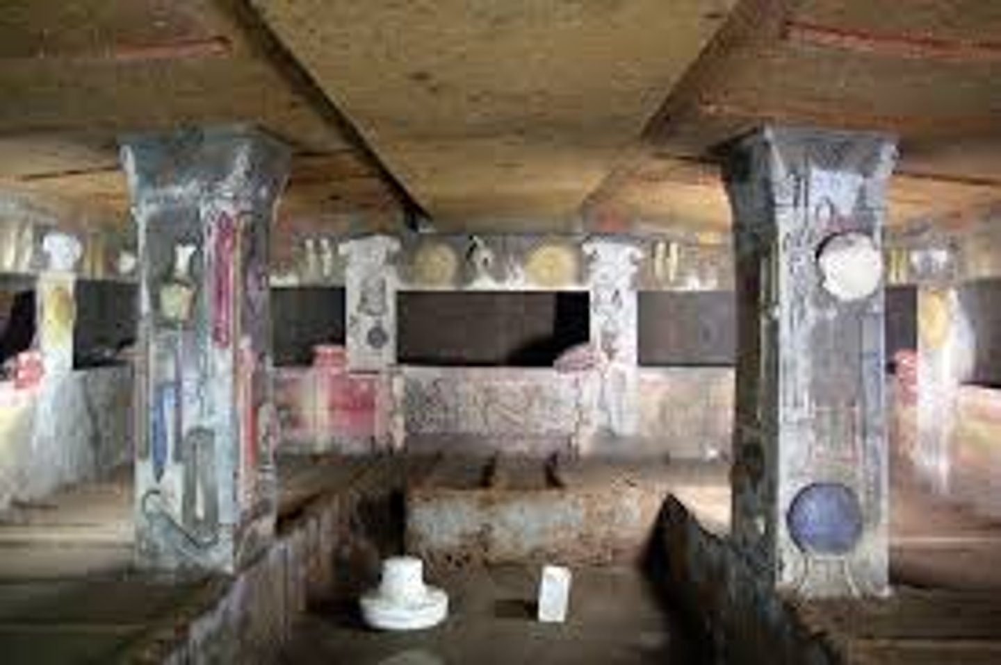 <p>(Late 4th century BCE, Banditaccia Necropolis, Cerveteri, Italy) Family unit, belonged to the aristocratic Mantuna family. Reflects the layout of etruscan homes. Items replicated share information on the family's history</p>