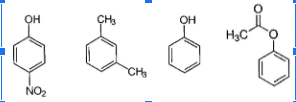 <p>Rank these compounds according to which would elute earliest from a column packed with silica gel and using 1:1 MTBE:hexane as the mobile phase. (1 = first → 4 = last.) </p><p>Exp 4</p>