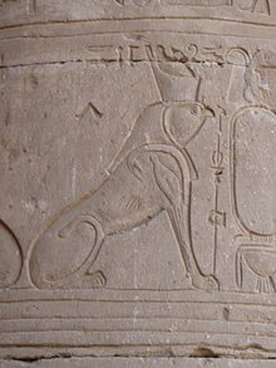 <p>Sphinx which (in the form of a lion with the head of a Falcon).</p>