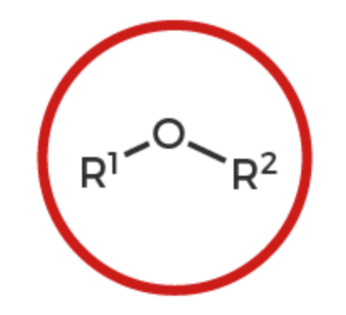 <p>Single Oxygen between R groups</p>