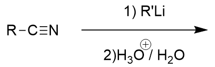 <p>addition of organolithium to nitrile</p>