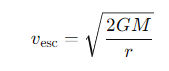 <p>M = the mass of the central object</p><p>r =the distance from the centre of the object.</p>