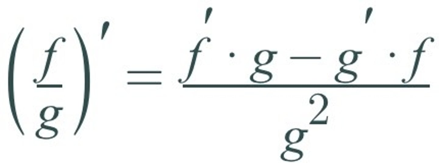 <p>[f'(x)g(x)-f(x)g'(x)]/[g(x)]²</p>