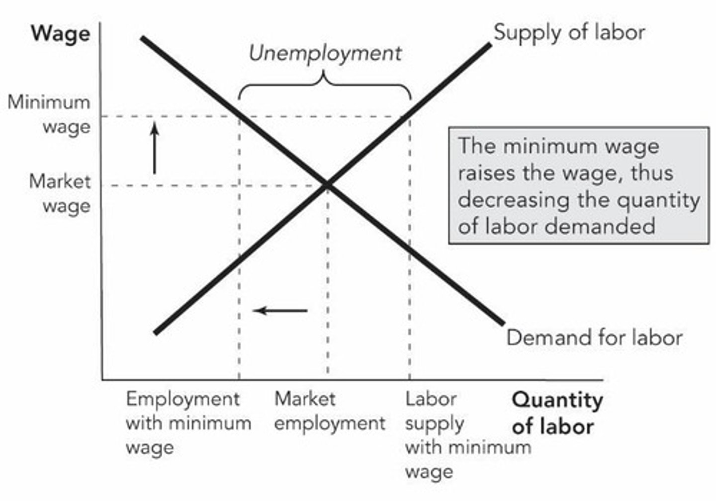 <p>The minimum wage will affect more workers and create more unemployment in Europe than in the United States.</p>