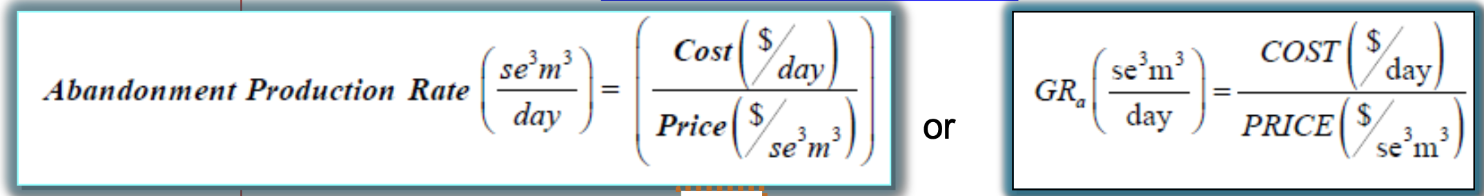 <p>The rate of gas production at the economic limit</p><ul><li><p>se<sup>3</sup>m<sup>3</sup>/day</p></li></ul><p></p>