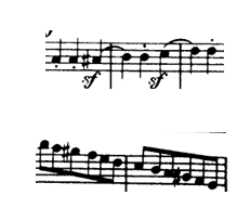 <p>Mostly conjunct movement</p><p>Mainly descending movement, particularly in bars 23-25</p>