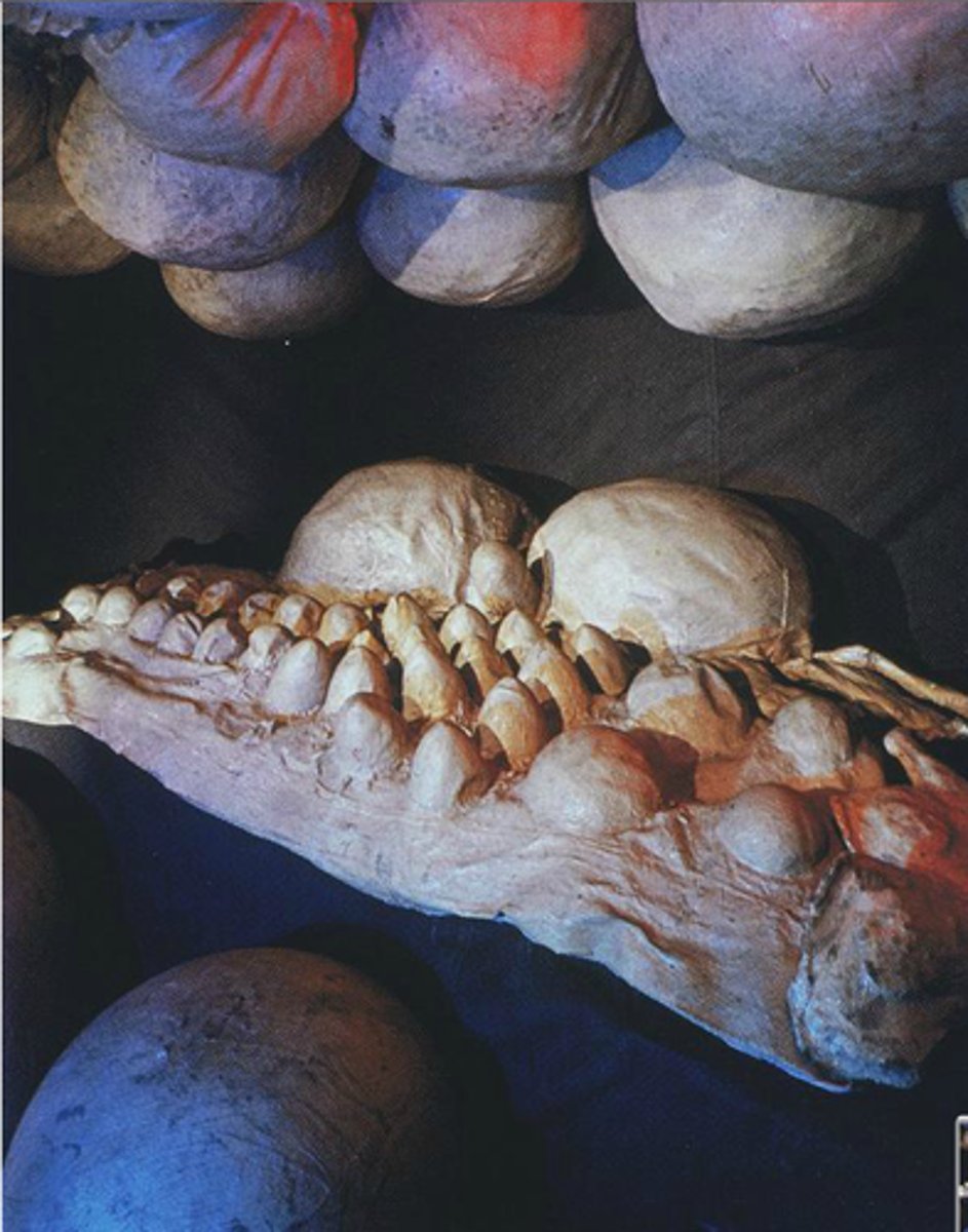 <p>A large, multi-component piece that uses soft, bodily forms to act out a surrealist scene of familial violence.</p>