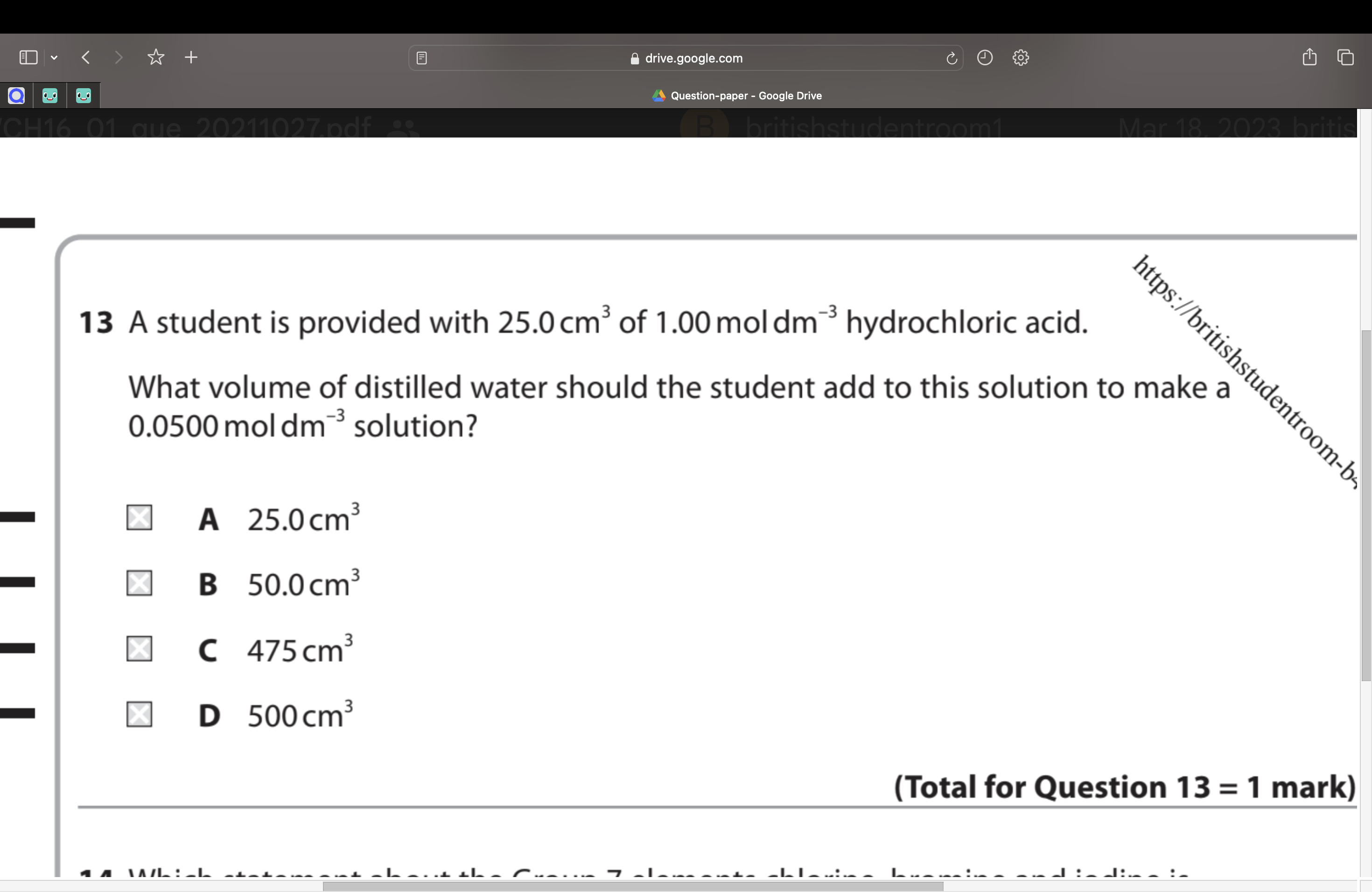 <p>VOLUME OF WATER NEEDED TO ADD #2</p>