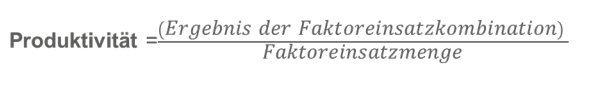<p>Die Produktivität setzt Input und Output in eine mengenmäßige Relation. Eine monetäre Bewertung der einzelnen Faktoren erfolgt nicht</p>