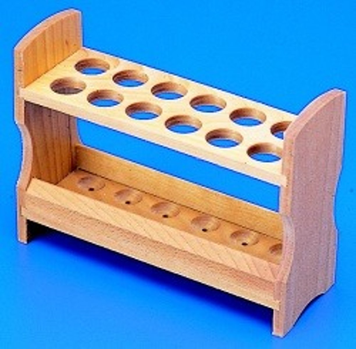 <p>used for holding and organizing test tubes on the lab counter</p>