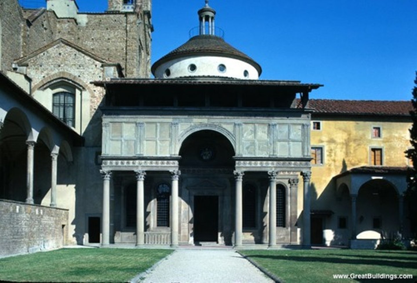 <p>Location: Florence, Italy</p><p>Time Period: 1429- 1462 C.E</p><p>Artist: Basilica di Santa Croce</p><p>Material: Masonry</p><p>Facts: The main purpose of the building was as the cathedral chapter house (meeting room for the governing chapter) and use as a classroom for the teaching of monks and other religious purposes. There was also a chapel behind the altar where the commissioning family had the right to bury its dead. The Pazzi's ulterior motive in building the chapel was probably to make their mark on the city of Florence and to emphasize their wealth and power. The fact that the city was at war with a neighboring city at the time and still acquired the funds to build this chapel showed the importance it had to the Pazzi family and the people of Florence.</p>