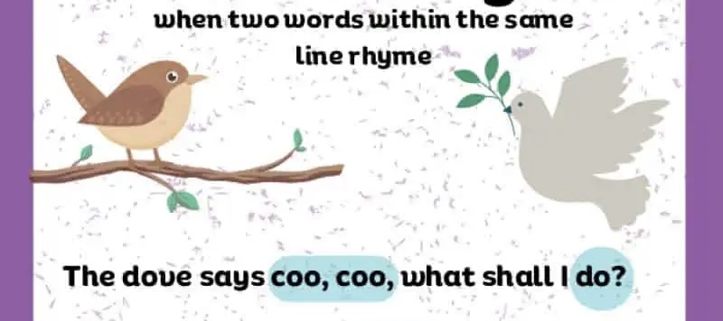 <p>Rhyme occurring within the line</p>