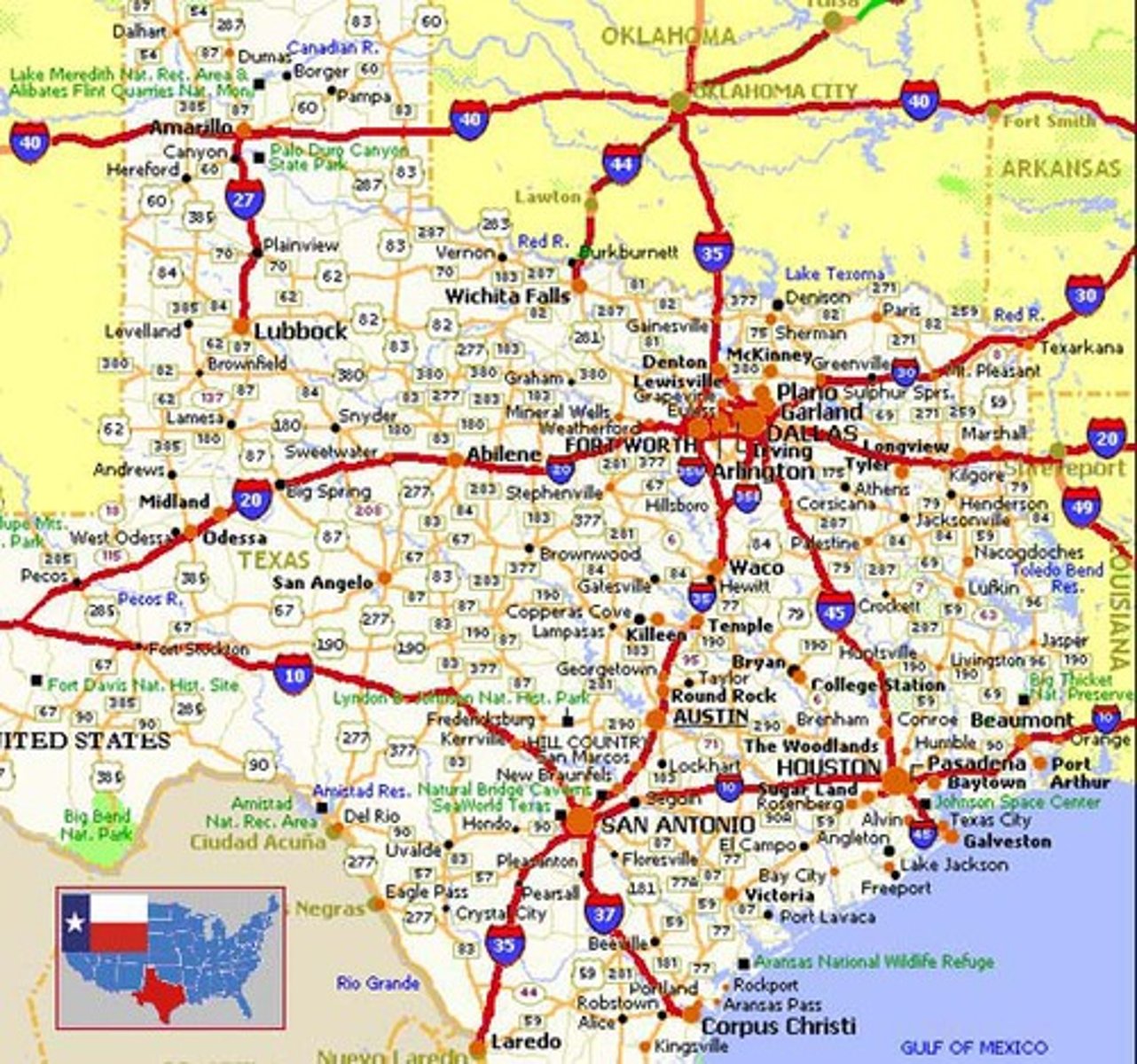 <p>Shows mainly roads, but also major highways, airports, and local points of interest</p>