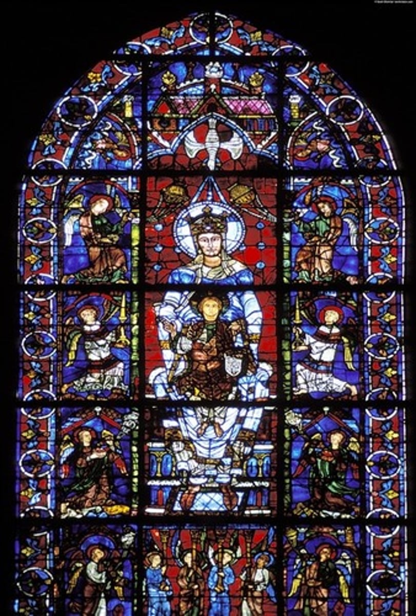 <p>Gothic Europe</p><p>c. 1145-1155 C.E.</p><p>Limestone, stained glass</p>