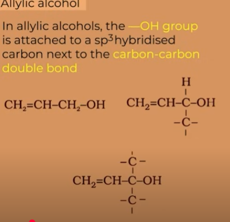 <p><span>"allylic" describes <strong><mark data-color="rgb(52, 69, 127)" style="background-color: rgb(52, 69, 127); color: inherit">a carbon atom that is directly attached to a carbon-carbon double bond (C=C bond) but is not part of the double bond itself</mark></strong>. This carbon atom is referred to as the "allylic carbon".&nbsp;</span></p>