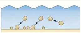 <p>pebbles are picked up by waves and bash into each other, wearing down into smaller, rounder pieces</p>