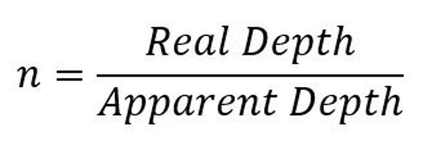 <p>n = real depth / apparent depth</p>