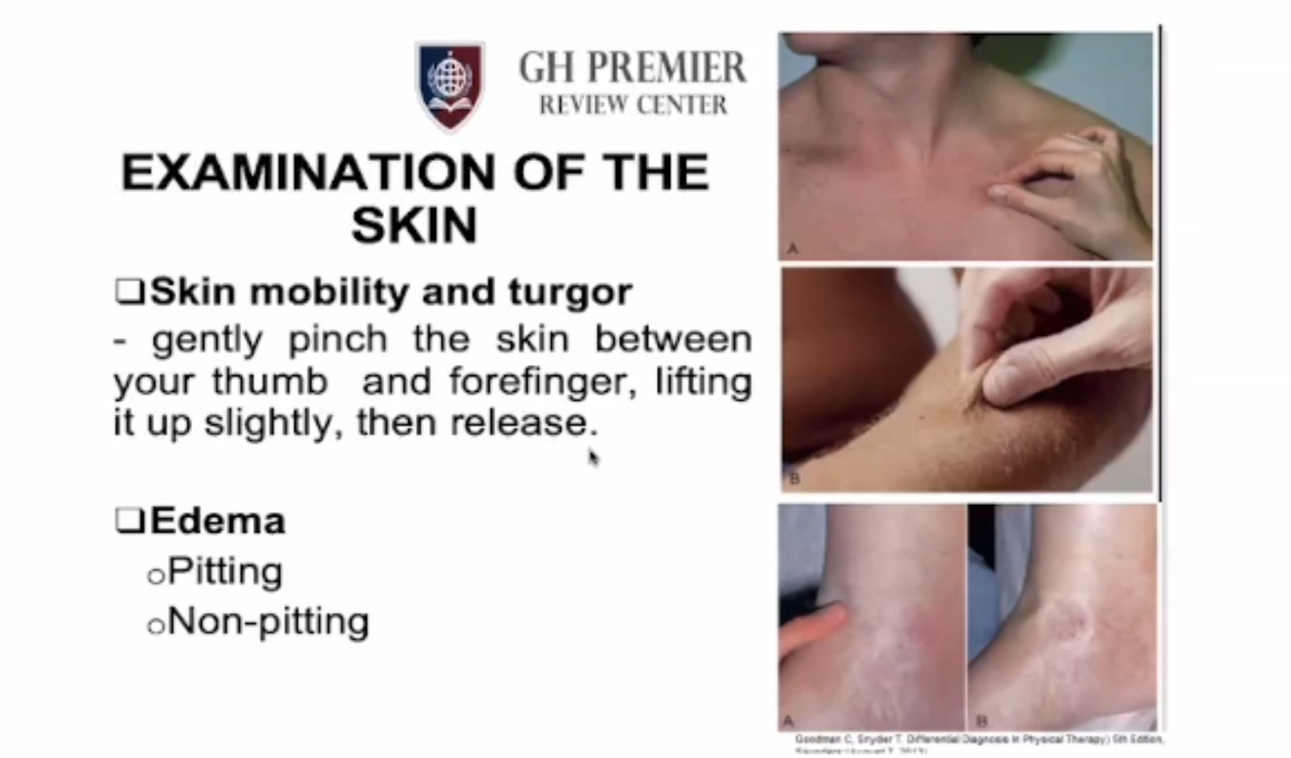 <ul><li><p>A</p></li><li><p>Assess Skin Turgor to check hydration status</p></li></ul><p></p>
