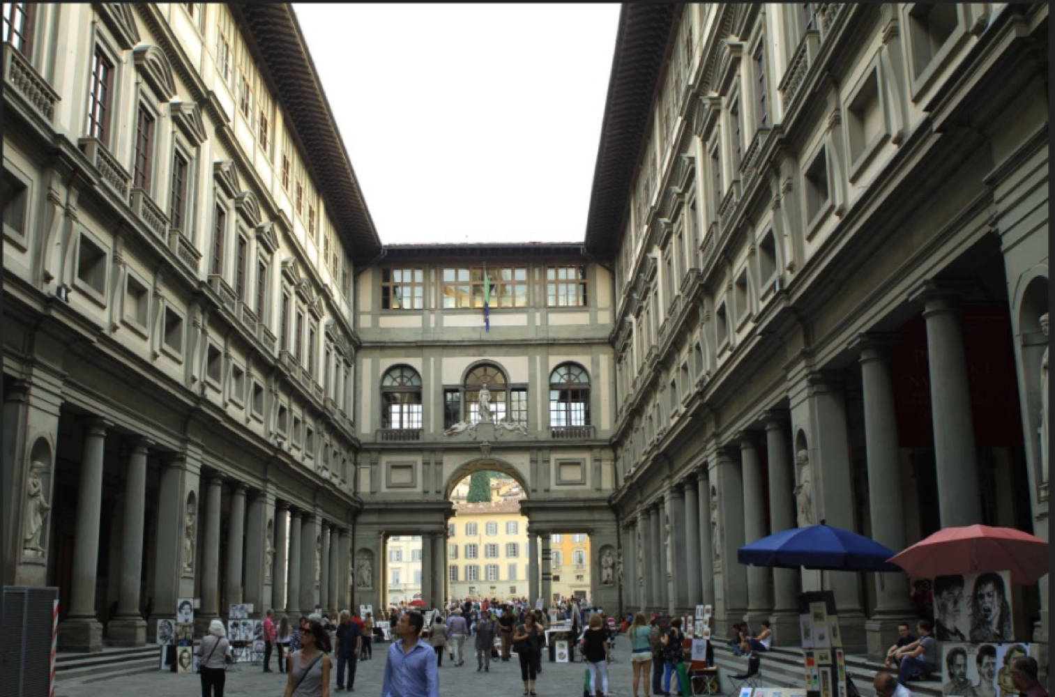 <p>Describe the architecture of the Uffizi and its significance </p>
