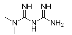<p>Name the structure<br><br>It is the only biguanide approved for use may cause GI discomfort, lactic acidosis, metallic taste</p>