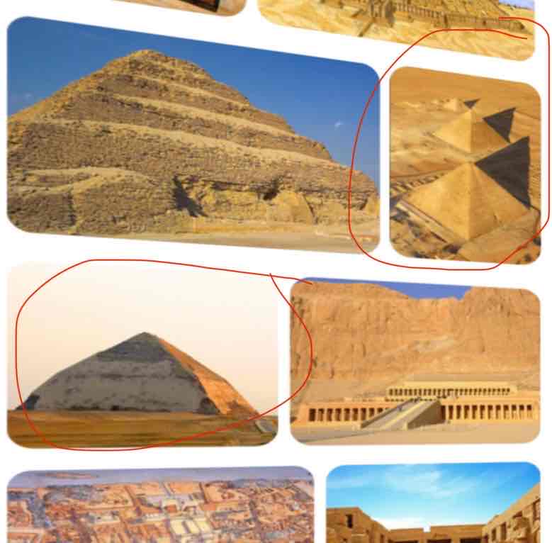 <p>Pyramide rhomboidales et de gizeh</p>