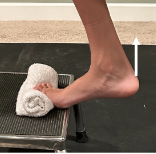 <p>Initial loading is through stretching then<br>progress to heel raise with towel roll under<br>toes</p>