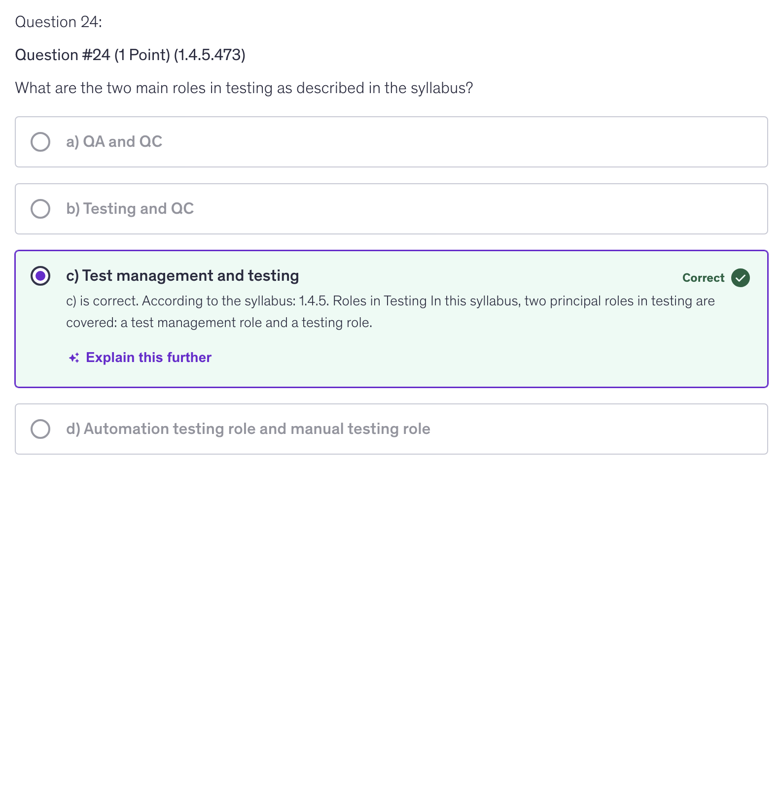 <p>c) Test management and testing</p>