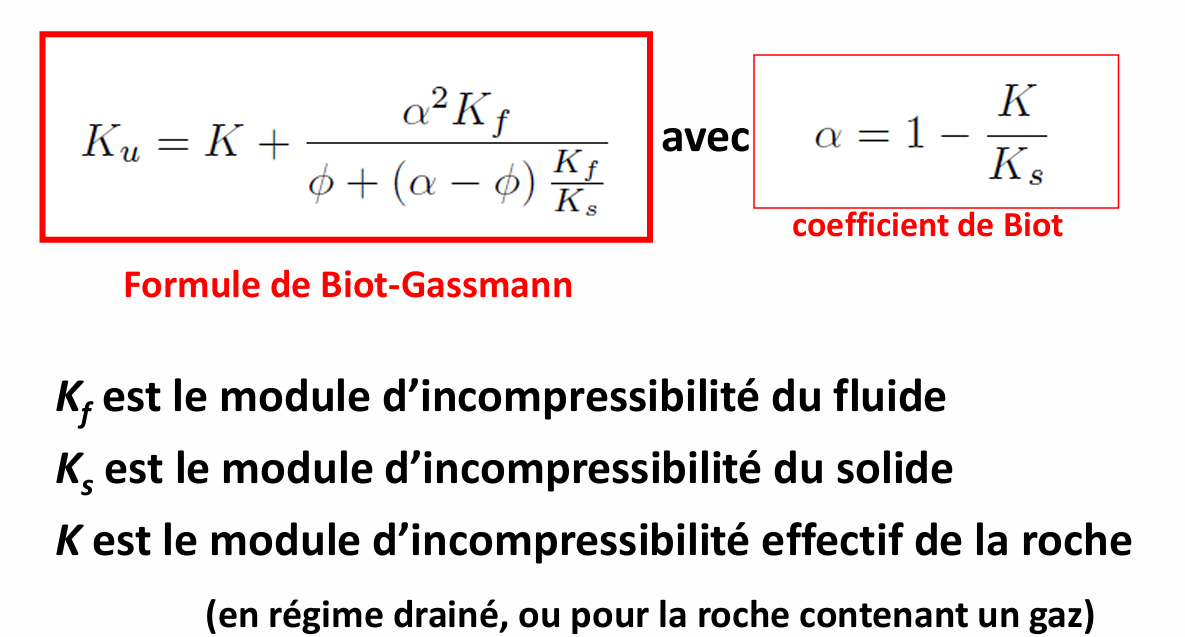 <p>la formule de Biot-Gassmann n’est applicable qu’en régime « basse fréquence »</p>