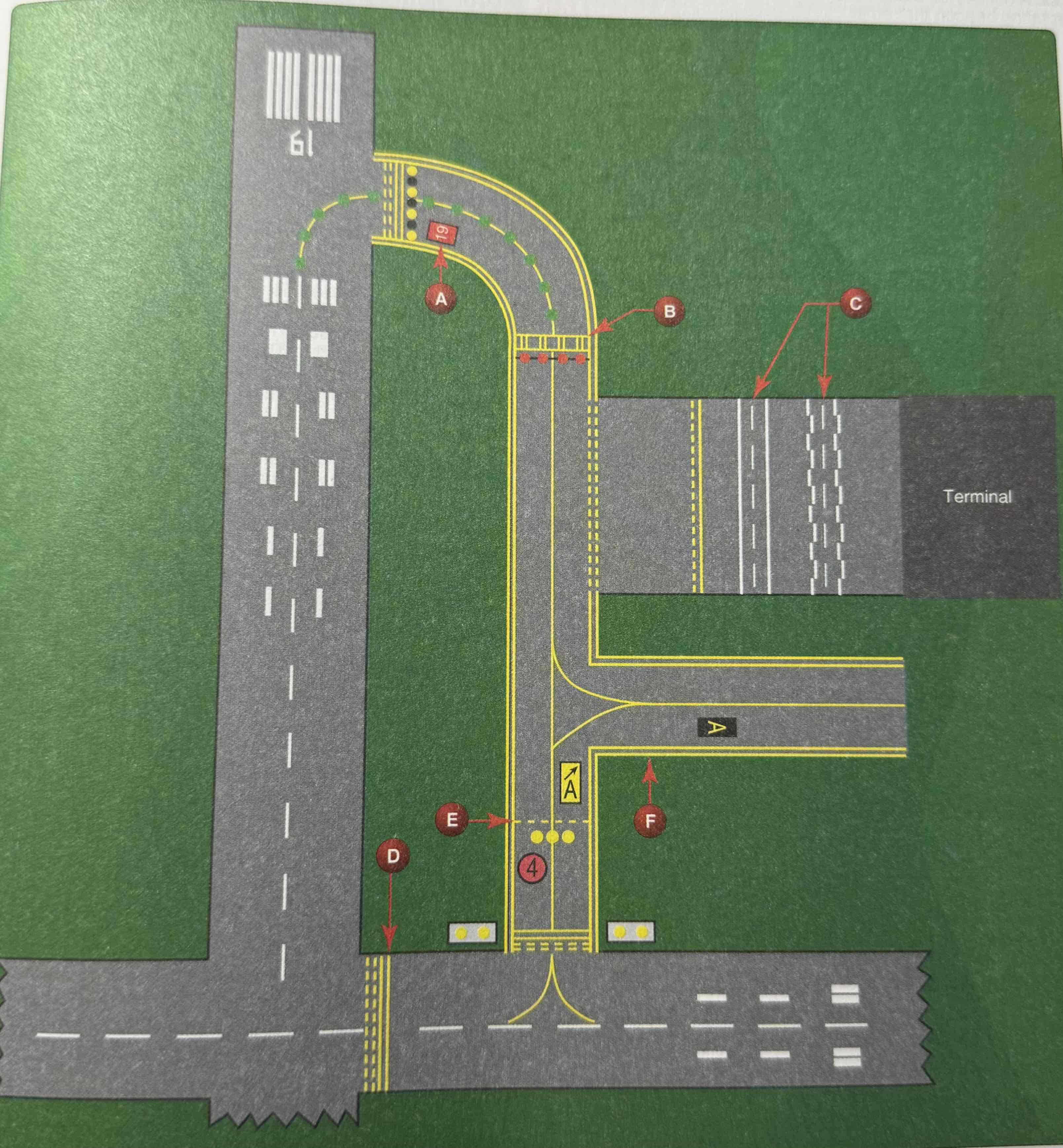 <p>(Refer to figure 64) Which marking indicates a vehicle lane </p>