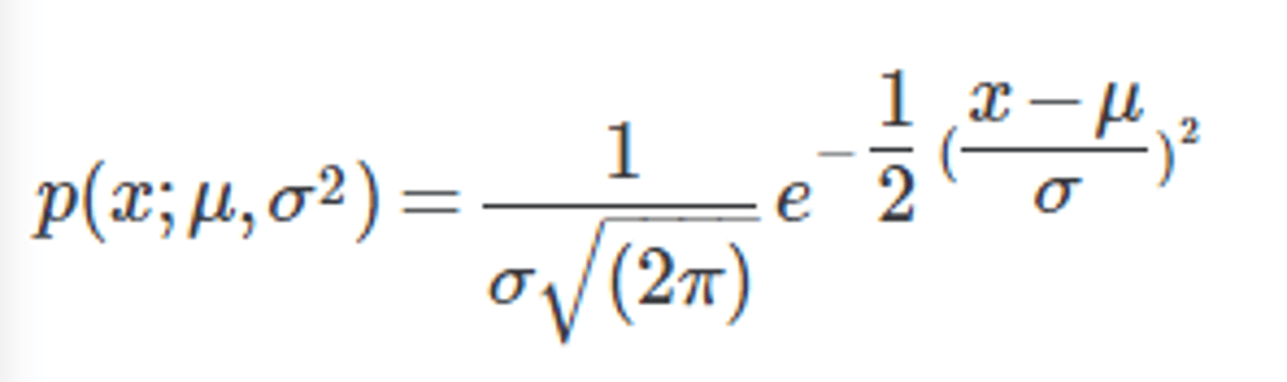 <p>mainy random errors</p><p>∫Pdx =1 from -inf to +inf.</p><p>µ</p><p>σ²</p><p>∫exp(-ax²)dx = √(π/a)</p>