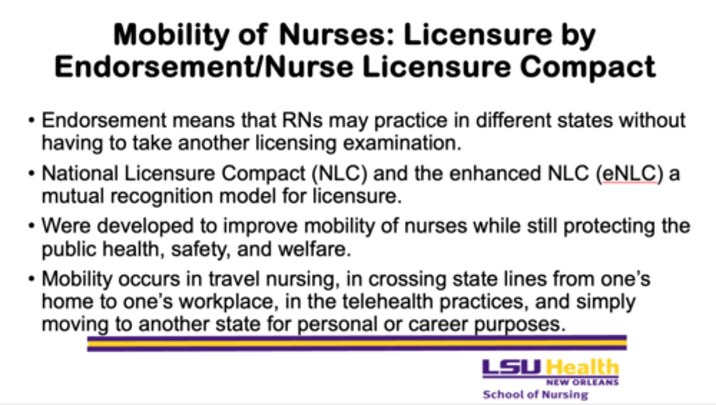 <p>- National Licensure Compact</p>
