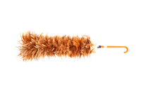 <p>a cleaning tool with a handle and soft fibers used to remove dust from surfaces. </p>