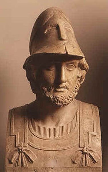 <p>Elected one of the top generals (strategos) to defend Athens. Built up a large and swift Athenian navy, which he used to defeat Xerxes' navy in 480. Later, he suffered ostracism, even though he had saved Athens and Greece from the Persians.</p>