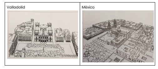 <p><span style="background-color: transparent;"><u><span>Parcelas:</span></u><strong><span> </span></strong><span>disparidad entre realidades urbanas de magnitudes diferentes entre españa e hispanoamérica. Pone en evidencia la novedad del modelo hispanoamericano, de grandes parcelas deslindadas sobre un territorio sin límites y de baja densidad de habitantes.</span></span></p><p><span style="background-color: transparent;"><u><span>Plazas</span></u><span>: disparidad en el tamaño de plazas siempre mayores en América que en España. Ej: Plaza Villareal, Zocalo de Mexico, Plaza mayor de Lima, Medina del Campo, Cogolludo, Plaza Valladolid</span></span></p>