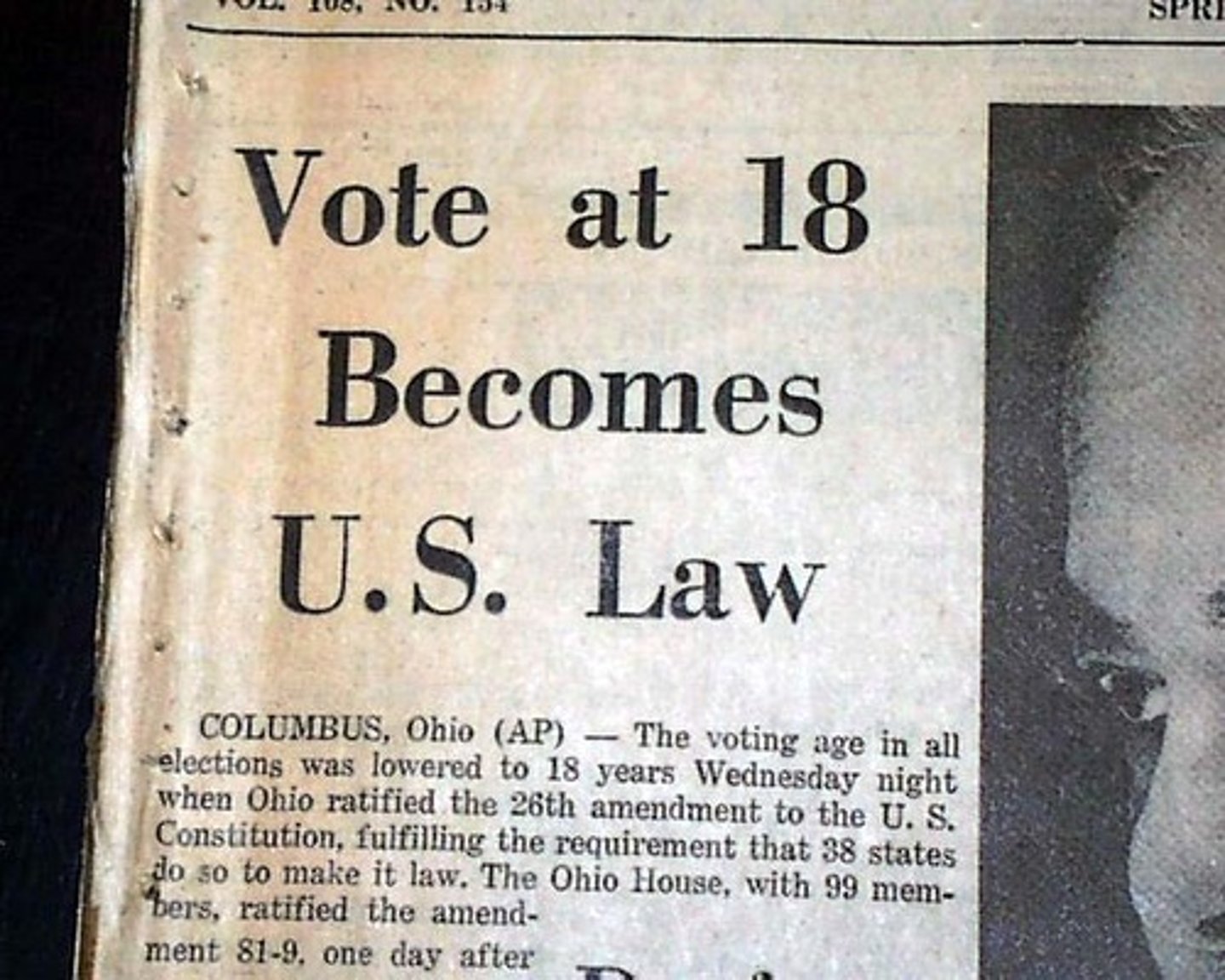 <p>Lowered the voting age from 21 to 18</p>