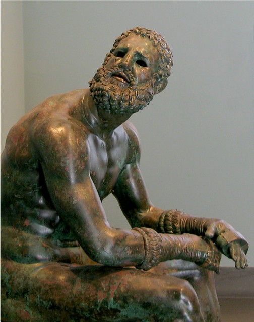 <p><strong>Seated Boxer</strong></p><p>Hellenistic Greek</p><p>Greece</p><p>100 BCE</p><p>Bronze</p>