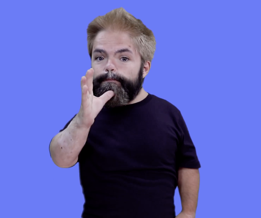 <p>Tap chin with thumb twice</p>