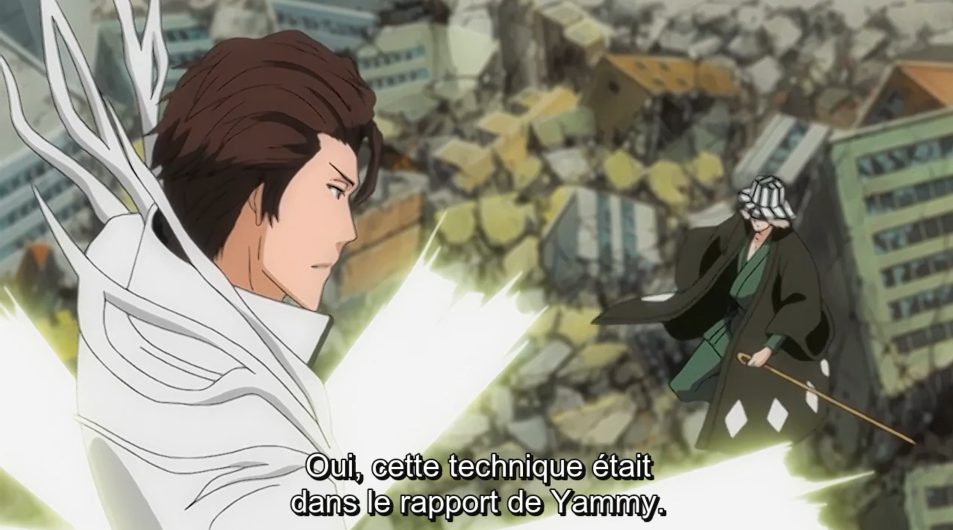 <p>そういえば ou そう言いえば: speaking of which, now that you mention it; come to think of it; that reminds me</p><p>ex: Aizen après qu’Urahara ait utilisé une technique de Kido pour l''emprisonner: “そういえば Yamī no sentō kiroku ni sonna dōgu ga haitte ita na.“ &lt;=&gt; そういえばヤミーの戦闘記録にそんな道具が入っていたな。: Speaking of which, I remember (<em>na</em>) such tool (<em>sonna dôgu</em>) was included (<em>haitte ita</em>) in Yammy’s battle record/combat’s log.</p><p>[な (na) = Sentence-ending particle showing reflection or realization ]</p><p>ex: Ichigo qui demande à Grimmjow pourquoi il les aide (‘D’ailleurs, …’)</p>