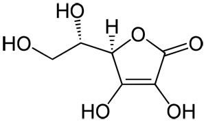 <p>functions as an e- carrier and has an enediol active site that captures free radicals</p>