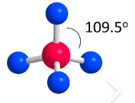 <p>molecule in which angles between atoms are 109.5°</p><p>4 pairs of bonding electrons</p>