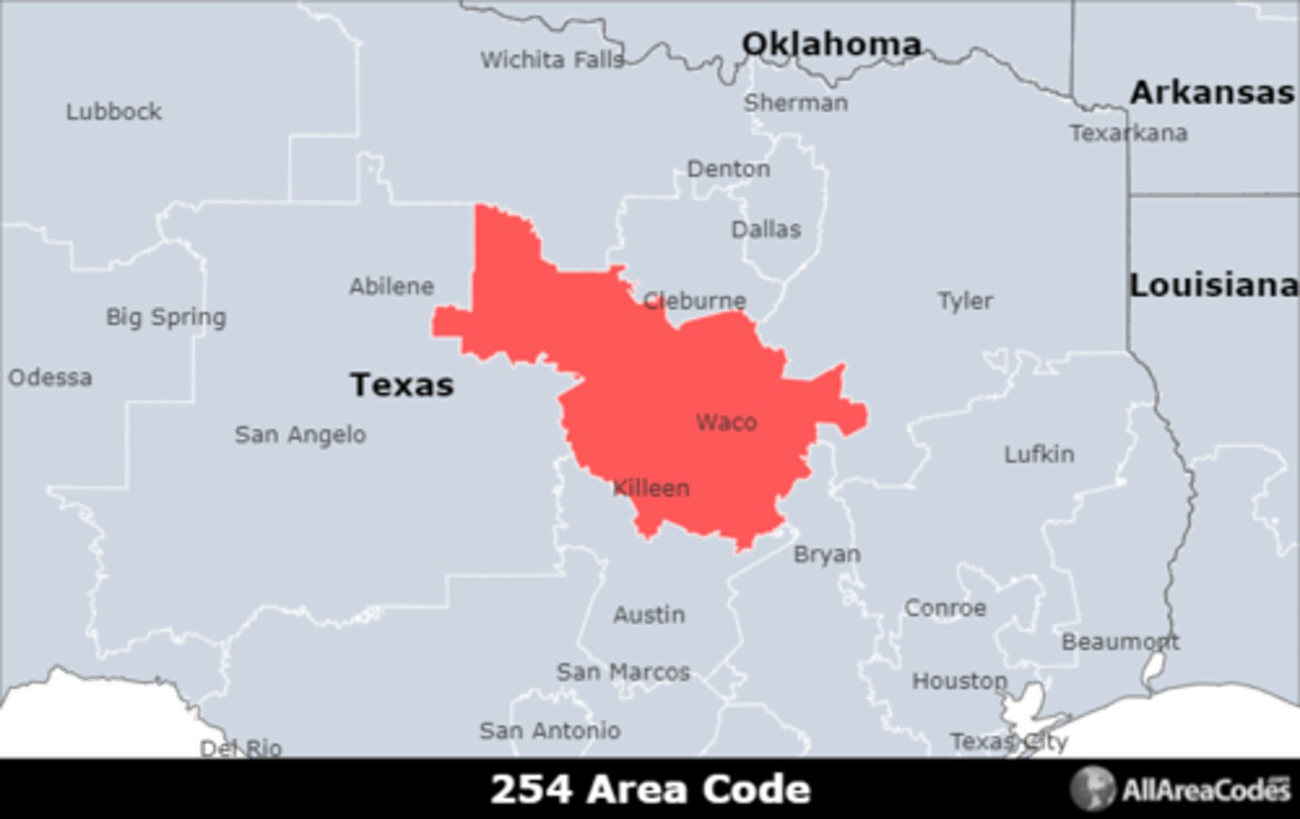 <p>Area code 254 is located in central Texas and covers Killeen, Waco, and Temple. It is the only area code that serves the area.</p>