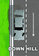 When parking downhill, turn the wheels \______________ the curb
