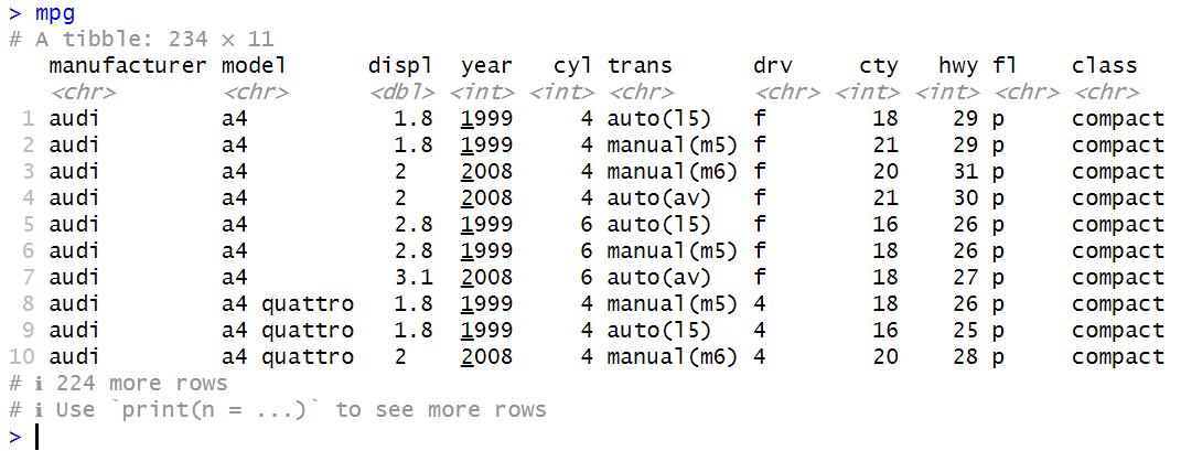 <p>Observe this data frame. Which variables are categorical? Which variables are numerical?</p>