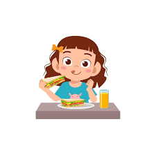 <p>She eats</p>