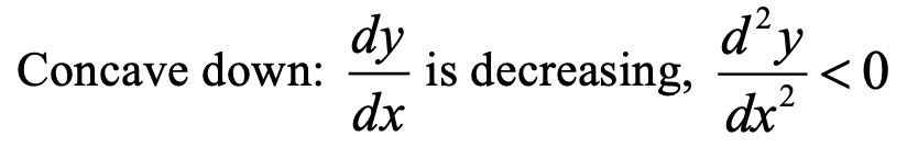 <p><span>the gradient of the function is decreasing, so the rate of change of the gradient is negative</span></p>