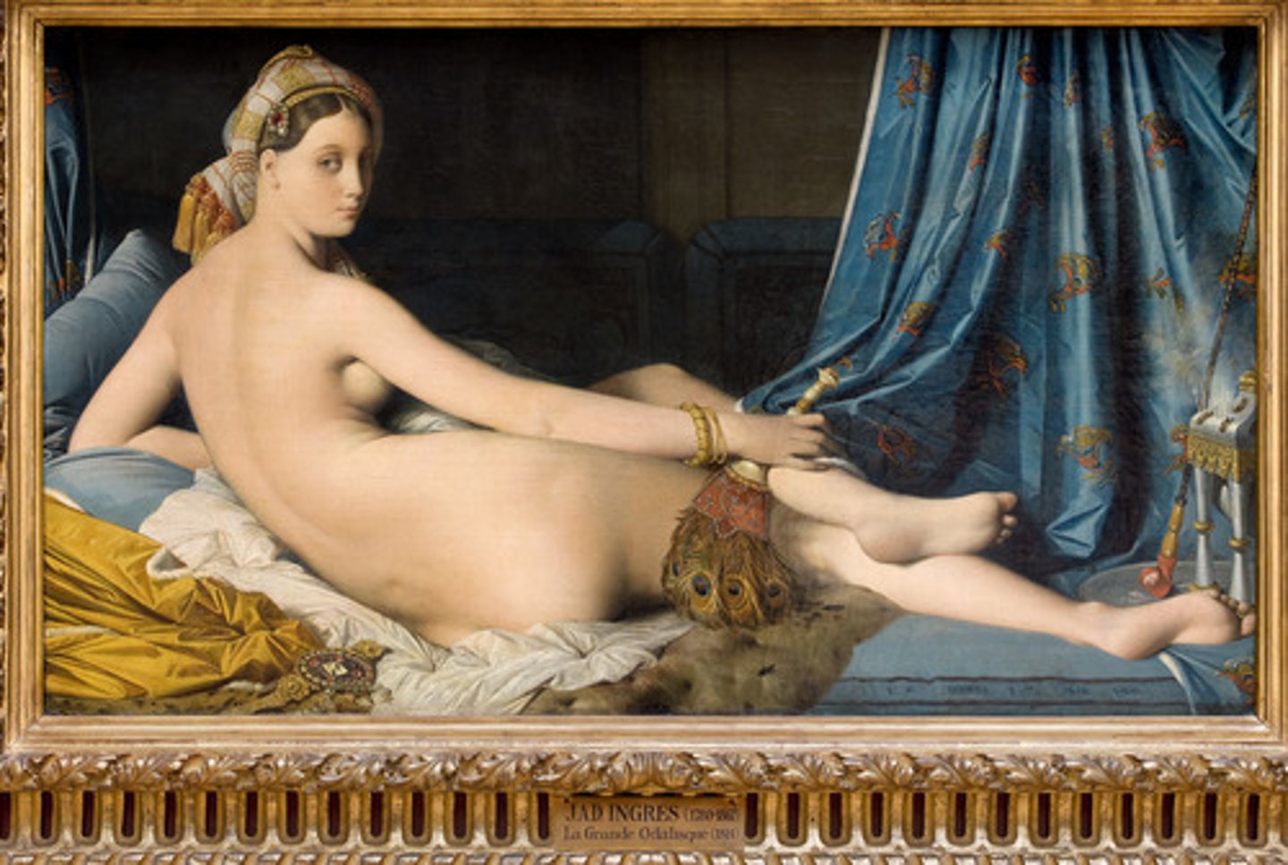 <p>a female slave in the harems of the East. It was a favorite subject of the 19th century artists in a reclining position</p>