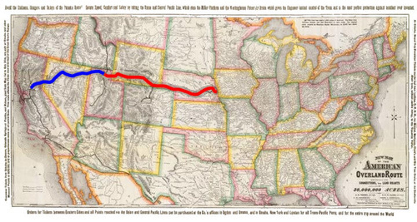 <p>Railroad connecting the west and east coasts of the continental US</p>