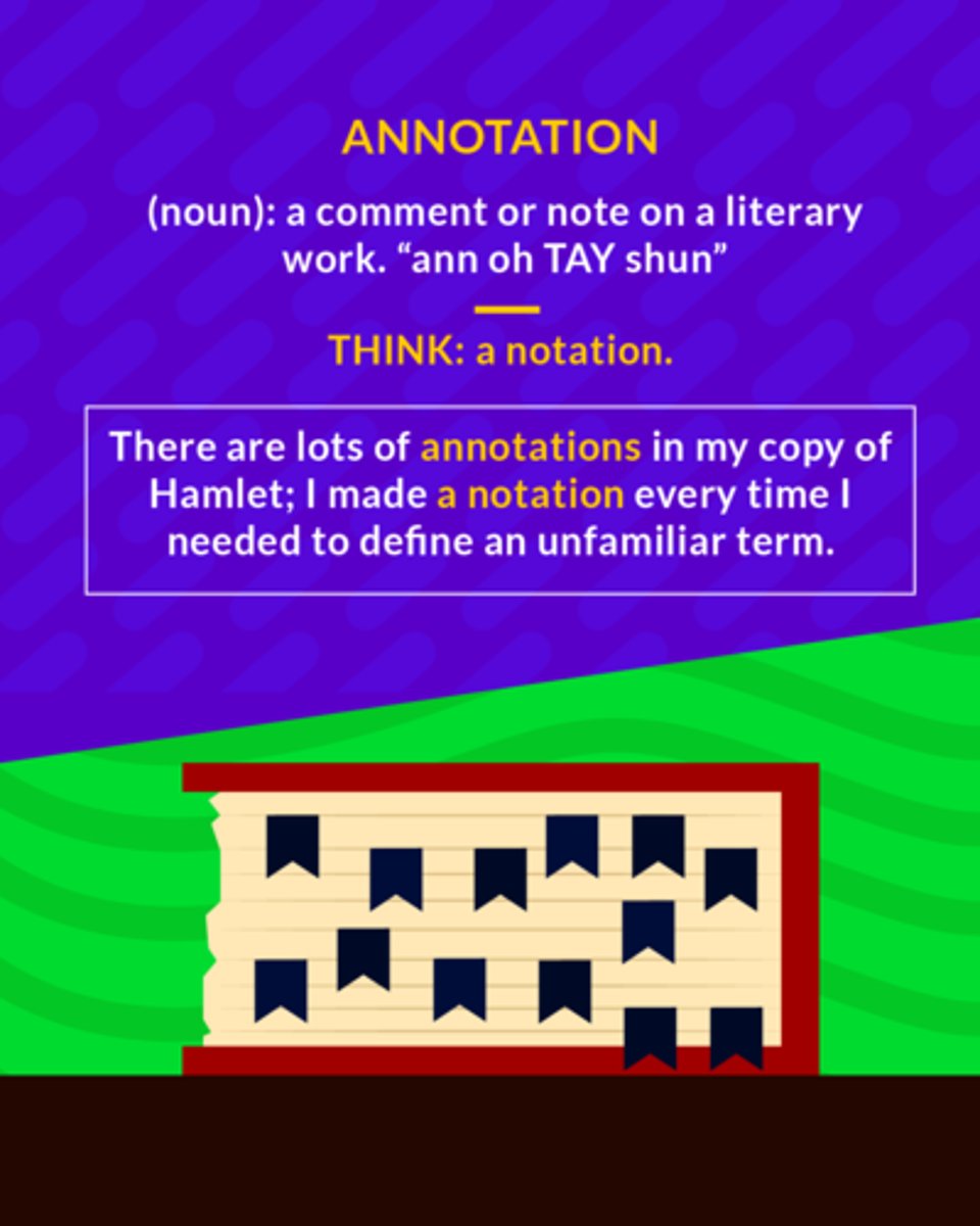<p>noun: a comment or note on a literary work</p>